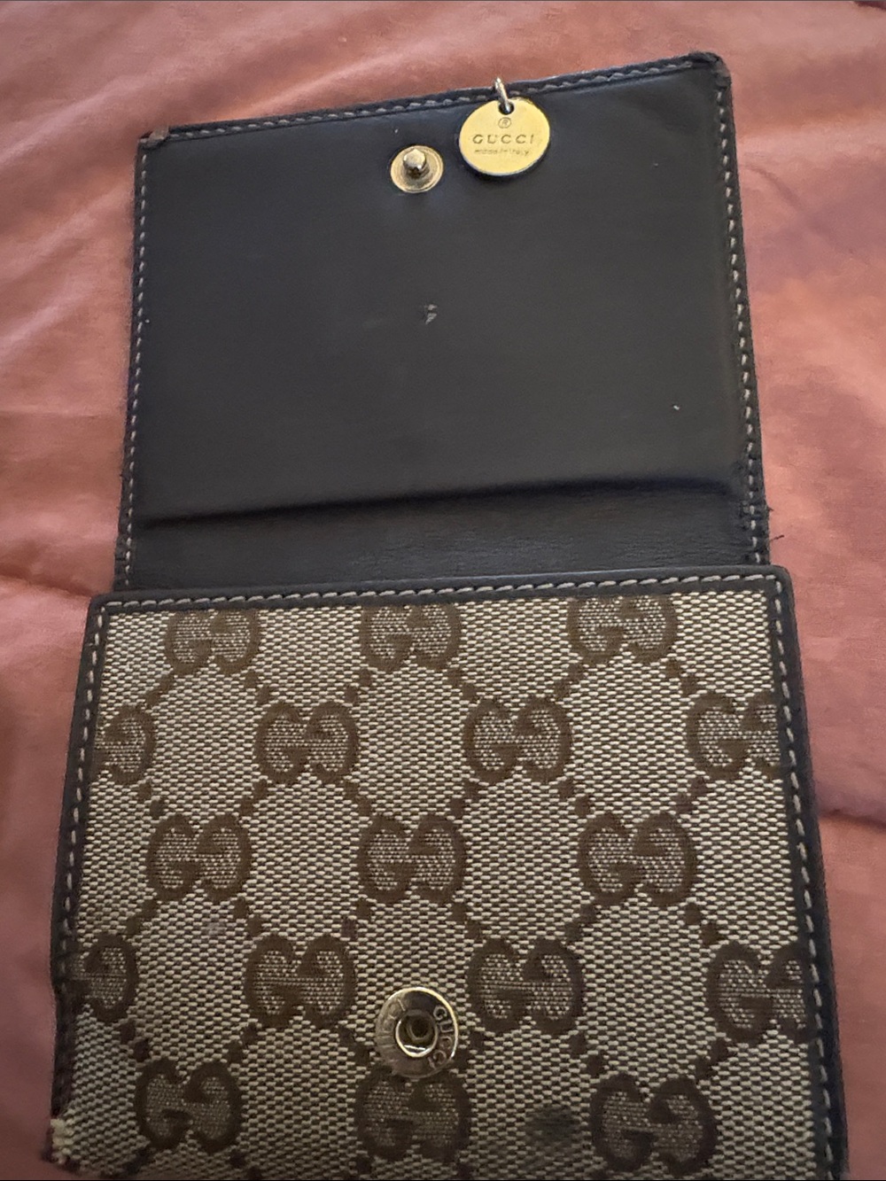 Brown Gucci Designer Monogram Fold Wallet with Owl Applique - Picture 2 of 7